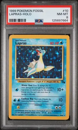 1999 Pokemon Fossil Lapras Holo PSA 8 NM-Mint 10/62 - Image 1