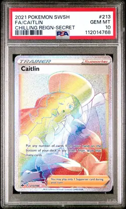 PSA 10 Pokemon Caitlin #213 Chilling Reign Full Art Rainbow Secret Rare GEM MINT - Image 1