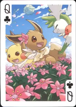 Japan PALCITY Pokemon Playing Card Poker Set #Queen of Clubs Pikachu, Eevee, - Image 1