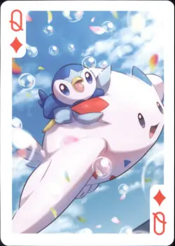 Japan PALCITY Pokemon Playing Card Poker Set #Queen of Diamonds Piplup, Togekiss - Image 1