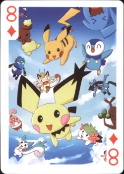 Japan PALCITY Pokemon Playing Card Poker Set #8 of Diamonds Pichu, Pikachu - Image 1