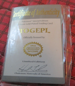 Vintage 23k Gold-Plated Togepi Pokemon Trading Card 1999 - Image 3
