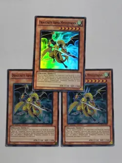 3 x YuGiOh TCG Dragunity Arma Mystletainn SDDL-EN002 Super Rare 1st Edition LP - Image 1