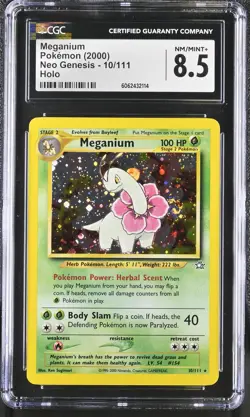 CGC 8.5 Meganium 2000 Neo Genesis 10/111 Holo SWIRL Pokemon Card - Image 1