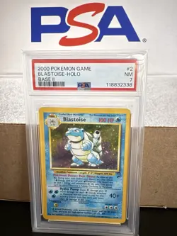 Pokemon TCG Blastoise Base Set 2 Holo Unlimited Holo Rare PSA 7 NM SWIRL 2/130 - Image 1