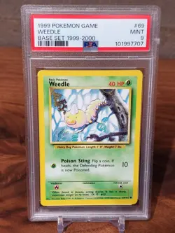 PSA 9 Mint 1999 Pokemon Base Set Weedle 1999-2000 UK Printing 4th Print - Image 1