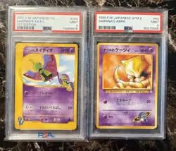 1999 Pokemon Japanese Vs/Gym 2 Sabrina’s Abra & Xatu PSA 9 - Image 1