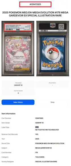 2025 Pokemon English Mega Evolution SIR Mega Gardevoir Ex #178/132 PSA 10 - Image 3
