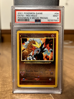 PSA 9 2001 Entei Reverse Holo #34 Pokemon TCG Movie 3 Black Star Promo Mint - Image 1