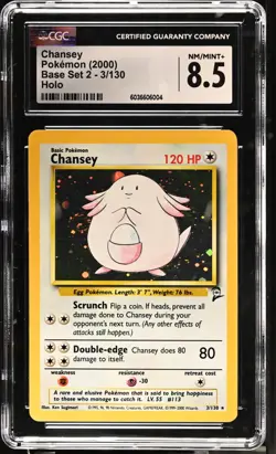 2000 Pokemon Game Base Set 2 Unlimited Chansey Holo Rare 3/130 #3 CGC 8.5 - Image 1