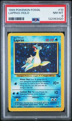 1999 Pokemon Fossil Lapras 10/62 Holo PSA 8 NM/M 💎 - Image 1