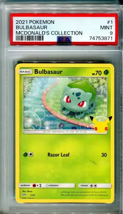 2021 Pokemon McDonald's Collection Bulbasaur # 1/25 Non-Holo PSA 9 - Image 3