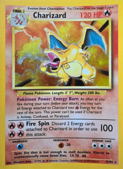 Pokemon TCG Charizard 1999 Base Set Holo Rare Card 4/102 MP / LP - Image 1