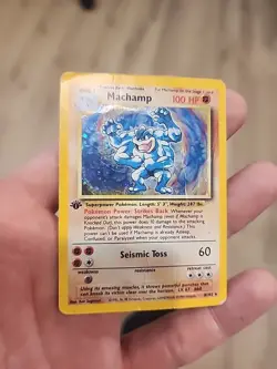 1st Edition Machamp 8/102 Base Set Holo Rare Vintage 1999 Pokemon Card LP - Image 1