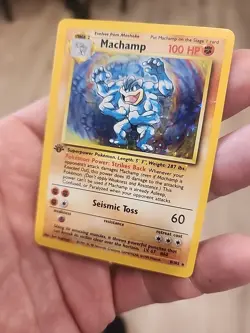 Machamp Pokemon Card 100 HP Holo First Edition Seismic Toss - Image 2