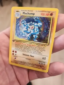 Machamp Pokemon Card 100 HP Holo First Edition Seismic Toss - Image 3