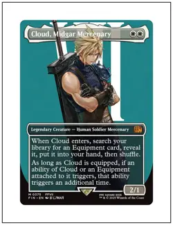 1x Cloud, Midgar Mercenary, Borderless Art, Final Fantasy, MTG NM - Image 1