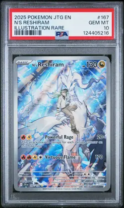 2025 POKEMON JTG EN-JOURNEY TOGETHER ILLUSTRATION RARE #167 N'S RESHIRAM PSA 10 - Image 1