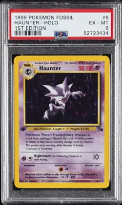 1999 POKEMON FOSSIL 1ST ED #6 HAUNTER-HOLO PSA 6 - Image 1
