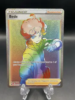 Pokemon Bede Sword & Shield 207/202 Rainbow Full Art Secret Rare Trainer NM - Image 1