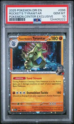 2025 POKEMON DRI EN-DESTINED RIVALS #096 TEAM ROCKET'S TYRANITAR PSA 10 - Image 1