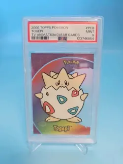 PSA 9 2000 Topps Pokemon Series 1 Blue Togepi Clear Card Pristine - Image 1