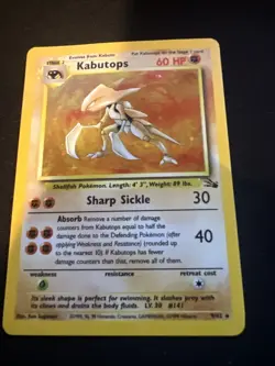 Pokemon TCG Kabutops Fossil Holo Card 9/62 Unlimited Rare MP Condition - Image 1
