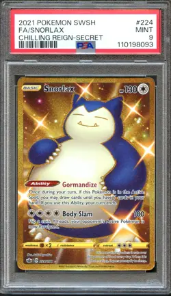 Snorlax 224/198 Chilling Reign Gold Secret Rare PSA 9 Mint Pokemon Card - Image 1