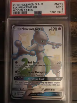 Pokemon Hidden Fates Mewtwo GX SV59 PSA 9 & Shining Legends Mewtwo GX 76/73 PSA9 - Image 3