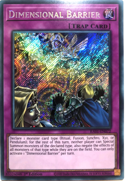 Dimensional Barrier - RA01-EN072 SECRET RARE 1st Edition YuGiOh TCG Card - Image 1