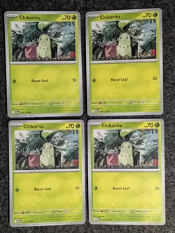 4x Playset #008/132 Chikorita - Pokemon TCG ME01: Mega Evolution NM - Image 1