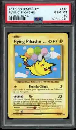 2016 Pokemon XY Evolutions Flying Pikachu Secret Ultra Rare eBay 1/1 #110 PSA 10 - Image 1