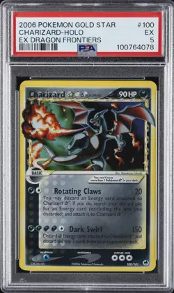 2006 POKEMON EX DRAGON FRONTIERS GOLD STAR #100 CHARIZARD-HOLO PSA 5 - Image 1