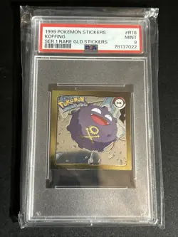 PSA 9 KOFFING R18 1999 POKEMON STICKERS SERIES 1 RARE GOLD - Image 1