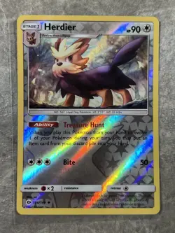 Herdier 104/149 Pokemon TCG Sun Moon Sm Base Set Reverse Holo (Light Play) - Image 1