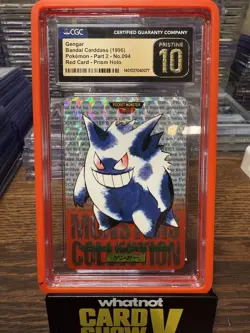 Pokemon Bandai Carddass Gengar Vending Red Japanese Prism #094 CGC PRISTINE 10 - Image 1
