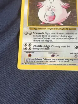 Chansey 003/102 Base Set (Shadowless) Holo wotc pokemon card hp - Image 4