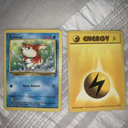 Goldeen and Lightning Energy Pokemon card - Common Base 2 Set 76/130 - Image 1