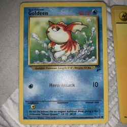Goldeen and Lightning Energy Pokemon card - Common Base 2 Set 76/130 - Image 2