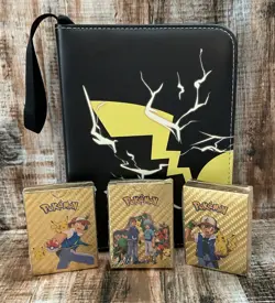 Lot Of 3 Pokemon Gold Foil Card Decks With Binder - Image 1