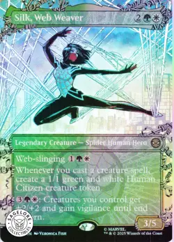 MTG Silk, Web Weaver (Borderless) (215) | NM Foil | Spider-Man (SPM) - Image 1