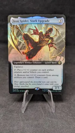 Iron Spider, Stark Upgrade (Extended Art) FOIL - MTG Magic Spiderman - Crimped - Image 1