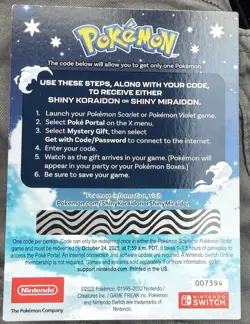 Shiny Miraidon or Koraidon Code GameStop Pokemon Promo - Image 2