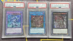 Yugioh PSA 10 Dark Armed + Darkness Metal Dragon + Trishula 1st Ed Secret Rare! - Image 1