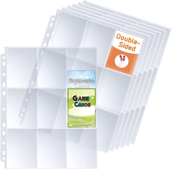 Double-Sided Card Sleeves Binder Sheets, 576 Pockets Clear 9 Pocket Card Sleeves - Image 1