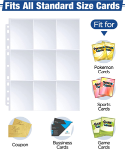 Double-Sided Card Sleeves Binder Sheets, 576 Pockets Clear 9 Pocket Card Sleeves - Image 3