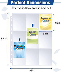 Double-Sided Card Sleeves Binder Sheets, 576 Pockets Clear 9 Pocket Card Sleeves - Image 5