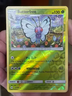 POKEMON BUTTERFREE #3/149 RARE REVERSE HOLOFOIL SUN & MOON NM CARD - Image 1