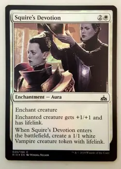 1x Squire's Devotion FOIL Rivals of Ixalan, MTG Magic The Gathering NM - Image 1
