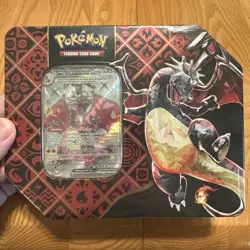 Pokemon Scarlet and Violet Charizard EX Paldean Fates Tin Factory Sealed - Image 1